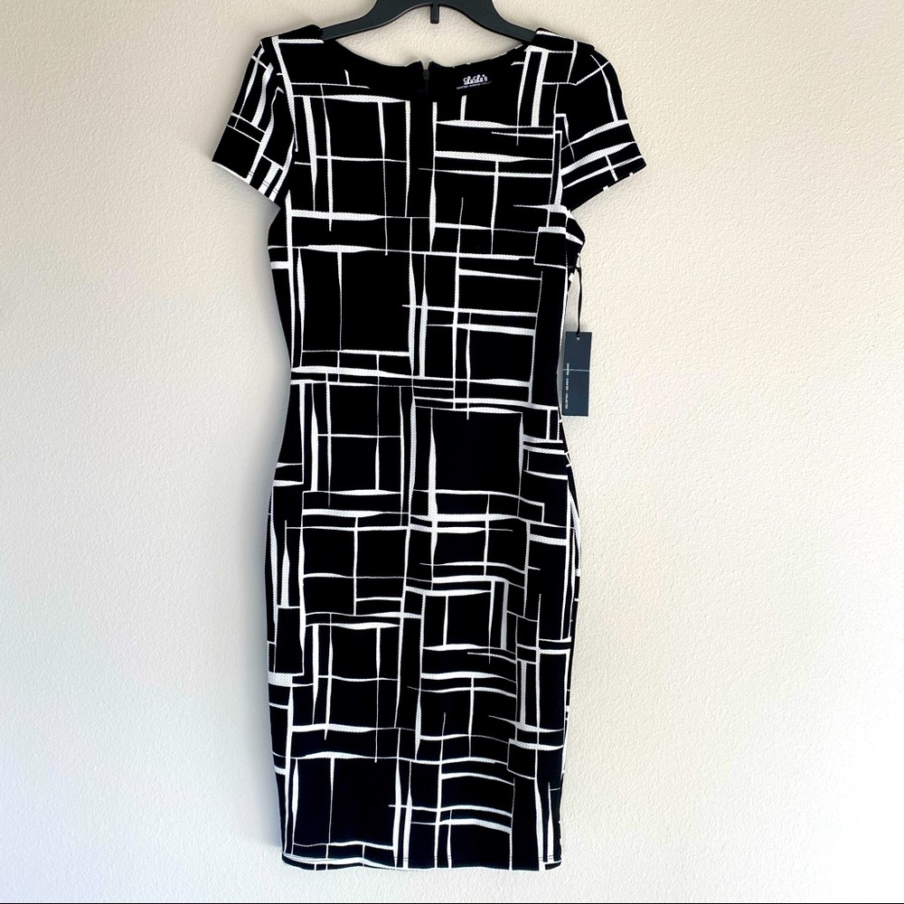 NWT lulus black and white pencil dress